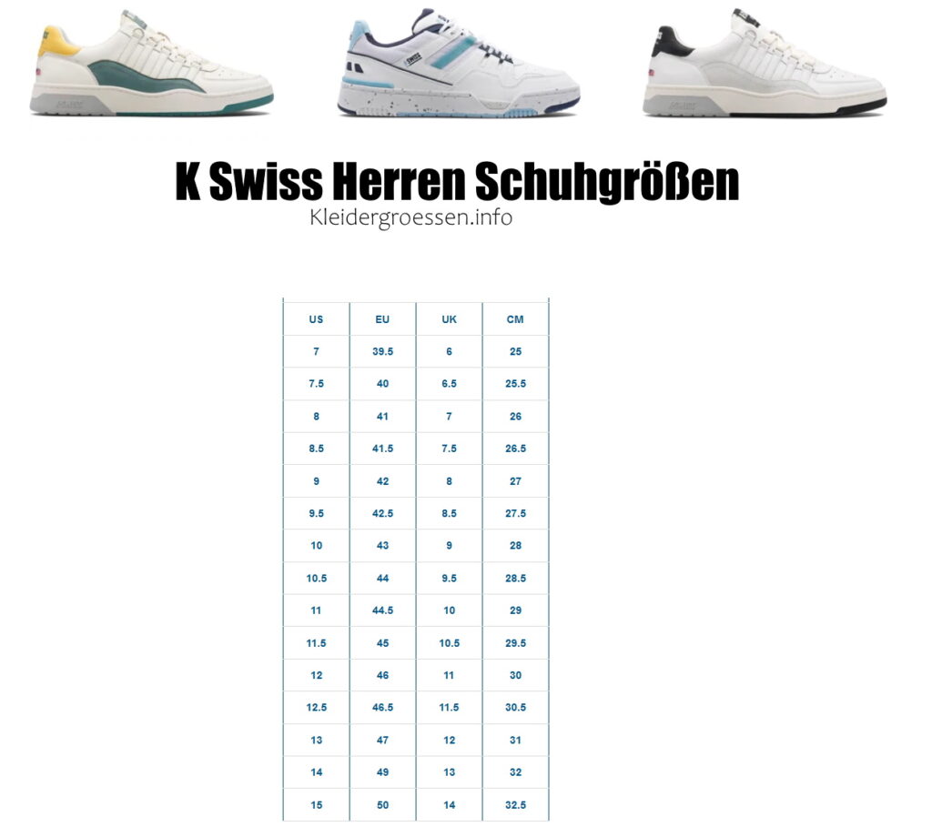 K Swiss Herren Schuhe Größen