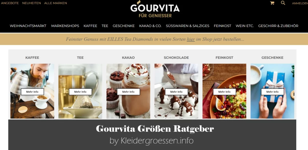 gourvita online shop größen ratgeber