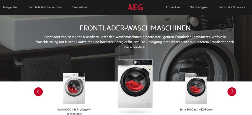 AEG Waschmaschinen Größen Maße