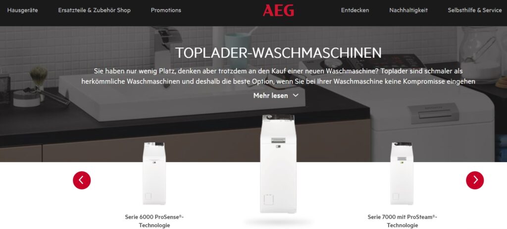 AEG Waschmaschinen Toplader Größen Maße
