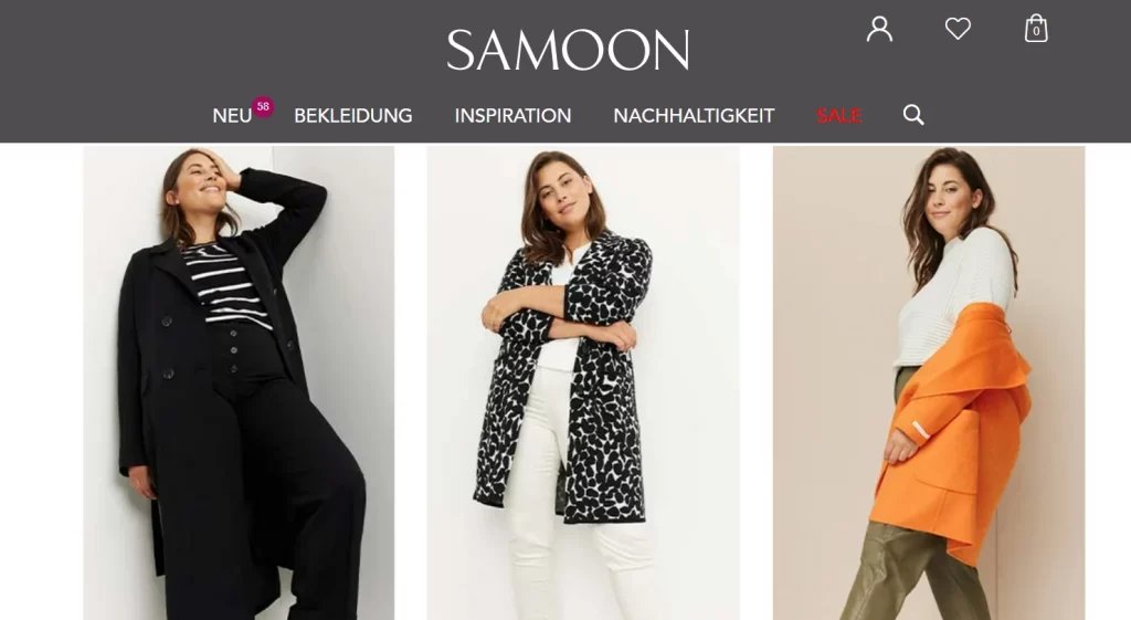 Samoon online Shop Inspiration Größen