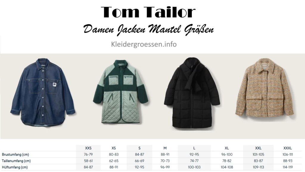 Tom Tailor Damen Jacken Mantel Größen