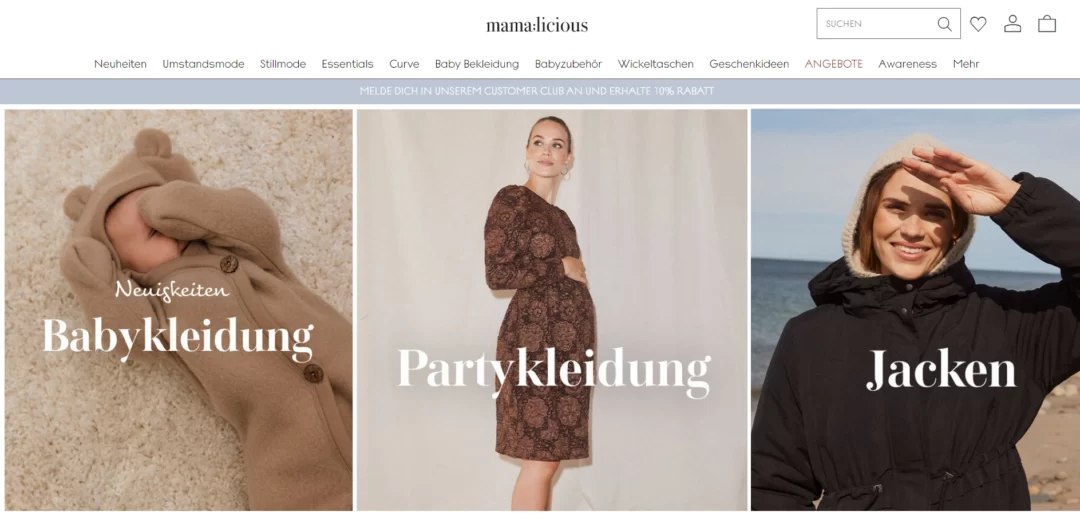 mamalicious Schwangerschaftsmode Babykleidung online shop größen