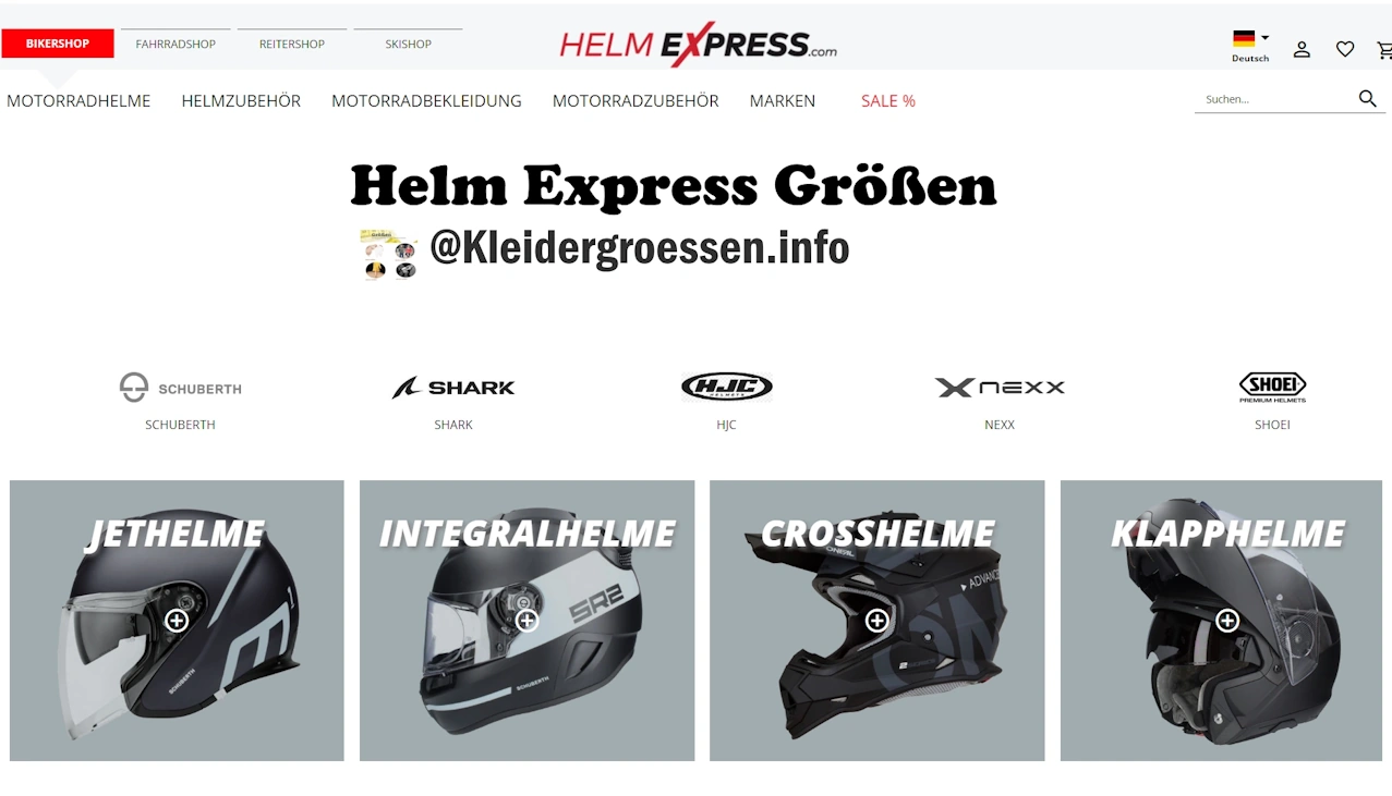 Helm Express Größen