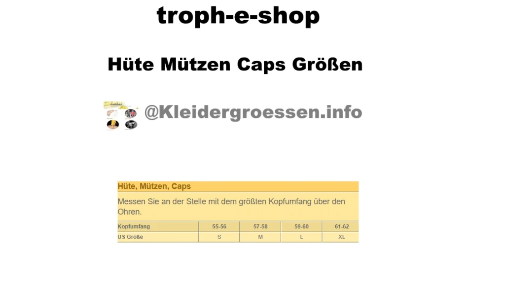 troph-e-shop Hüte Mützen Caps Größen