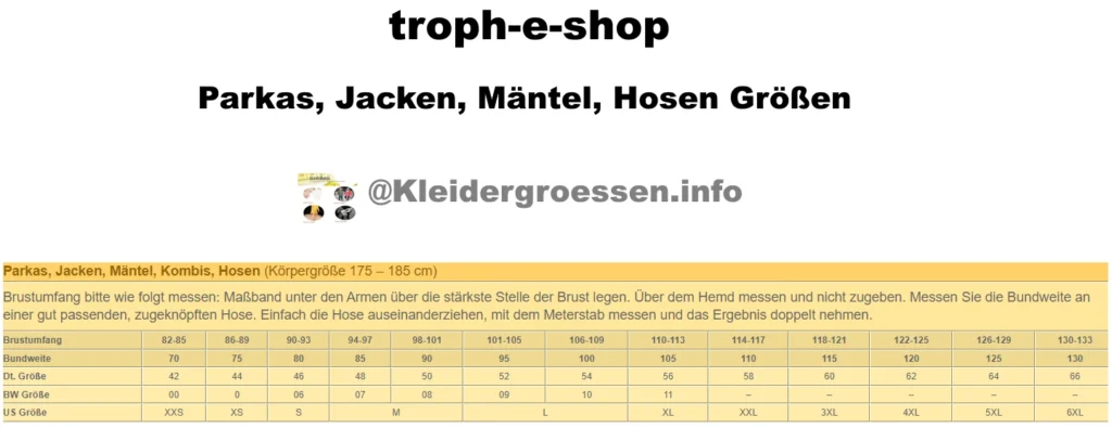 troph-e-shop Parkas Jacken Mäntel Hosen Normal Größen